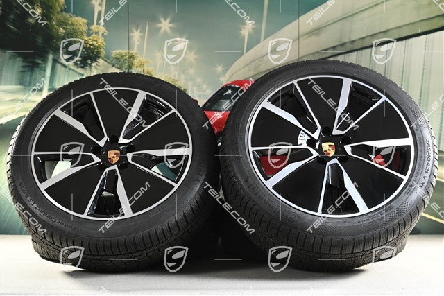 21-inch Macan Turbo winter wheel set, rims 8,5J x 21 ET27 + 10,5J x 21 ET47 + NEW Continental winter tyres 255/45 R21 + 285/40 R21, black high gloss