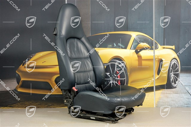 Fotel, regulowane manualnie, podgrzewane, skóra, granatowy, fałdowane, L