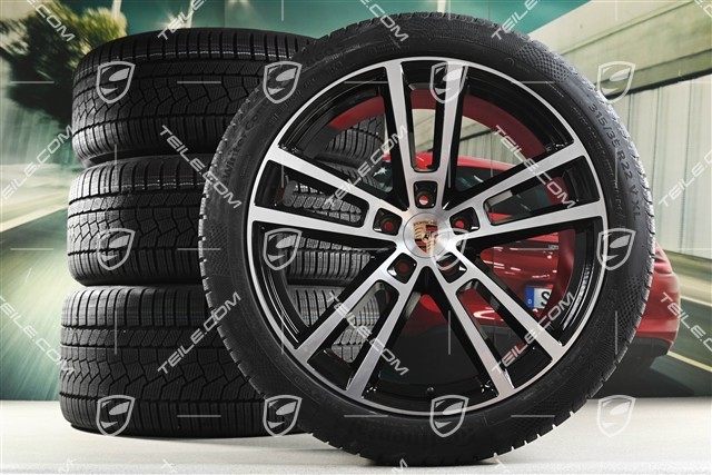 22" Koła zimowe, komplet, Sport Design, felgi 10J x 22 ET48 +11,5J x 22 ET52 + opony zimowe Continental 285/40 R22 + 315/35 R22, czarny wysoki połysk