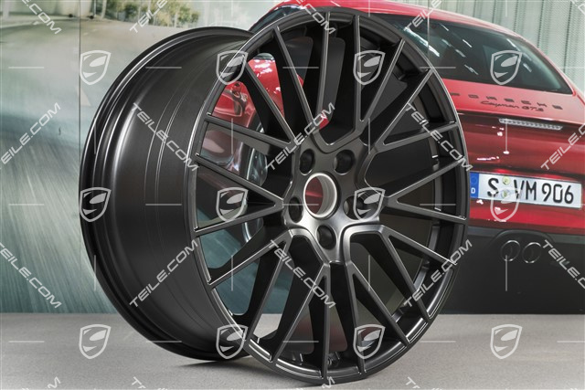 21" Komplet felg Cayenne RS Spyder, 11J x 21 ET58 + 9,5J x 21 ET46, czarny satynowy półmat