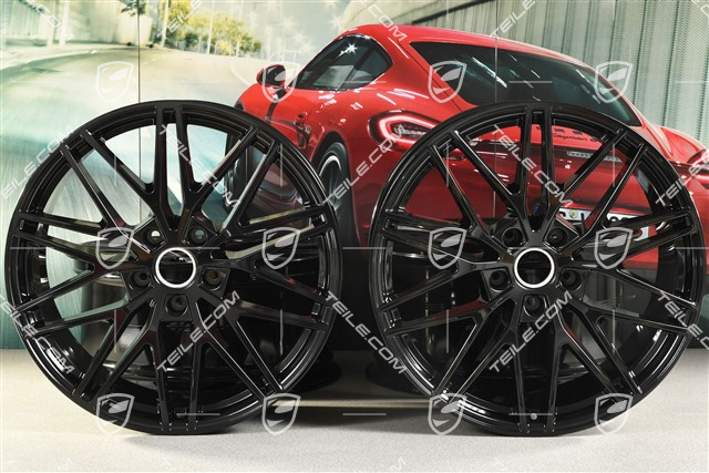 21-inch wheel rim set Cayenne RS Spyder Design, 11J x 21 ET58 + 9,5J x 21 ET46, black high gloss
