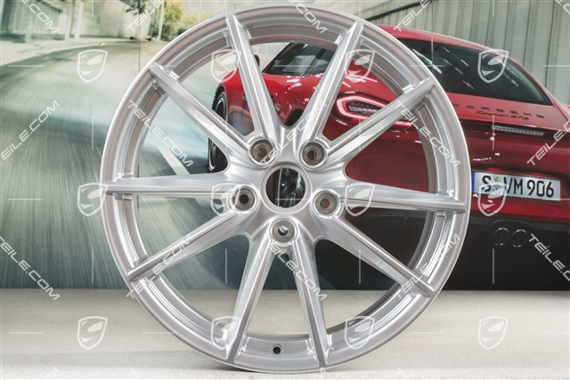20+21" Komplet felg Carrera S, felgi: przednie 8,5J x 20 ET53 + tylne 11,5J x 21 ET67, srebrny brylantowy chrom