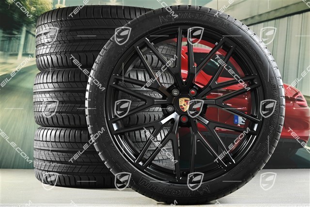 21" koła letnie, komplet, RS Spyder Design II, felgi 9,5J x 21 ET27 + 10J x 21 ET19 + opony letnie Michelin 265/40 R21 + 295/35 R21, z czujnikami ciśnienia, czarny satynowy półmat