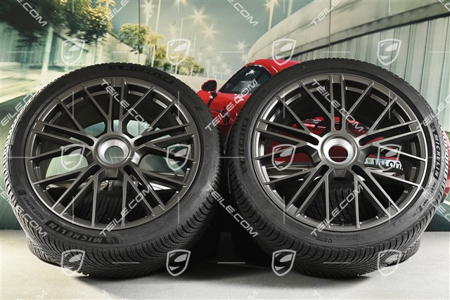 21" Panamera Turbo S Winterräder Satz, Zentralverschluss, Felgen 9,5J x 21 ET71 + 10,5J x 21 ET71 + Michelin Pilot Alpin 5 Winterreifen 275/35 R21 + 315/30 R21, Turbonit