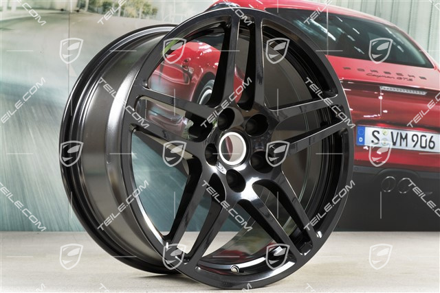 18" komplet felg Macan S, 8J x 18 ET21 + 9J x 18 ET21, czarny wysoki połysk
