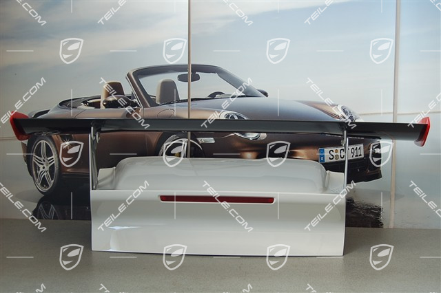 GT3 RS Facelift 2010 spoiler tylny, kompletny (maska silnika, spoiler, mocowania i wszystkie drobne części). JAK NOWY