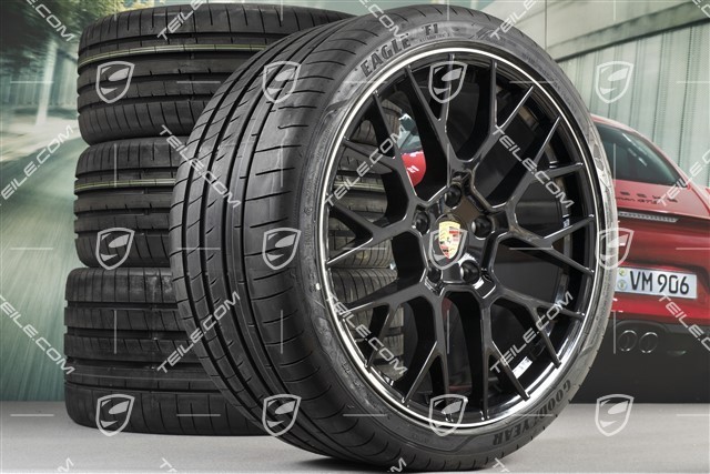 20"+21" koła letnie, komplet RS Spyder Design, felgi 8,5J x 20 ET53 + 11,5J x 21 ET67 + NOWE opony letnie 245/35 R20 + 305/30 R21, z czujnikami ciśnienia, czarny wysoki połysk