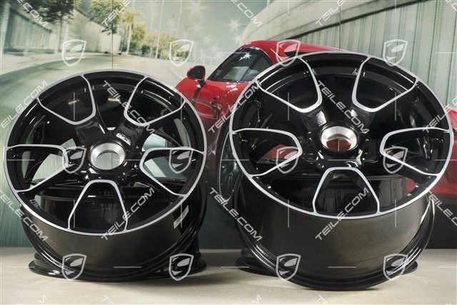 20"+21" komplet felg Turbo S Exclusive Design, 9,5J x 20 ET44 + 12J x 21 ET70, czarny wysoki połysk