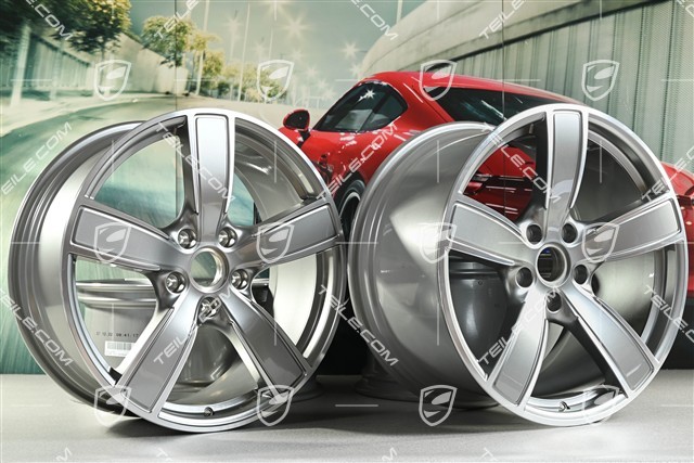 20-inch wheel rim set Carrera Sport, 8,5J x 20 ET57 + 10,5J x 20 ET47, Platinum silver metallic