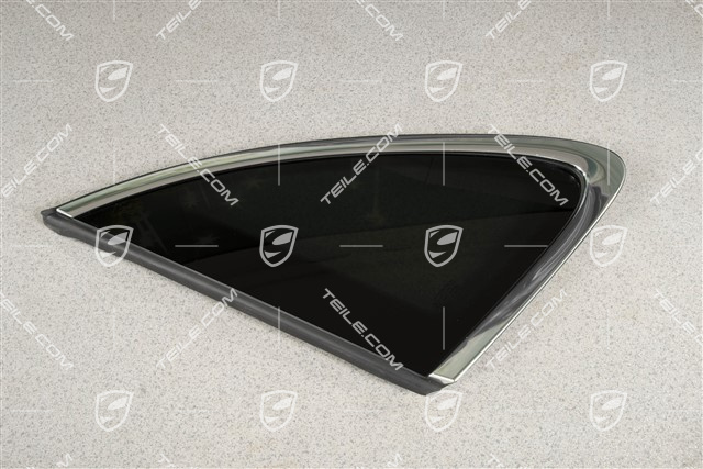 Seitenscheibe mit Zierleiste, Aluminium-Paket Chrom-look, Privacy-Verglasung, L