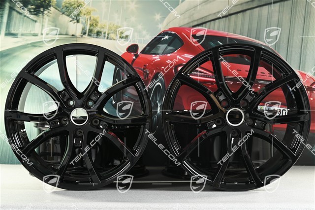 21" Komplet felg Cayenne Exclusive Design, 11J x 21 ET49 + 9,5J x 21 ET46, do Cayenne Coupé, czarny wysoki połysk