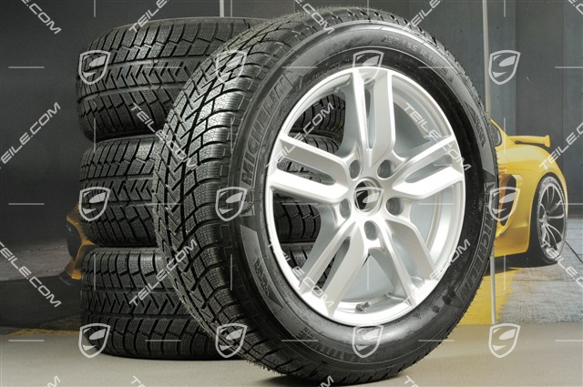 18-inch winter wheels set "Cayenne S" facelift 2014->, alloy rims 8J x 18 ET53 + NEW Michelin winter tyres 255/55 R18, with TPM
