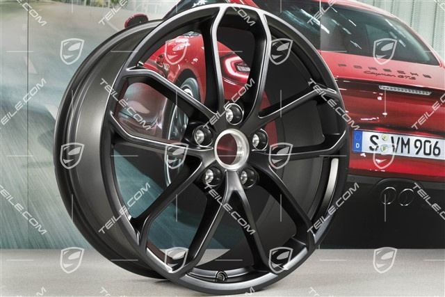 20-inch wheel rim set 718 Cayman GT4, wheel rims 8,5J x 20 ET61 + 11J x 20 ET50, black satin matt