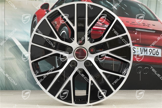 20" Felge Taycan Turbo Aero, 9J x 20 ET54, schwarz hochglanz mit glanzgedrehter Stirnfläche