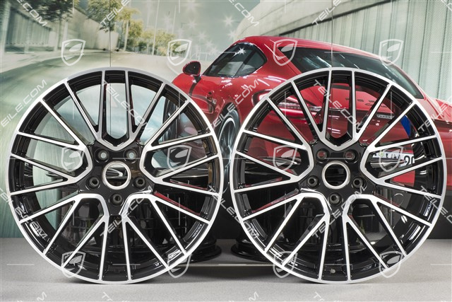 21-inch wheel rim set Cayenne RS Spyder, 11J x 21 ET58 + 9,5J x 21 ET46, black high gloss