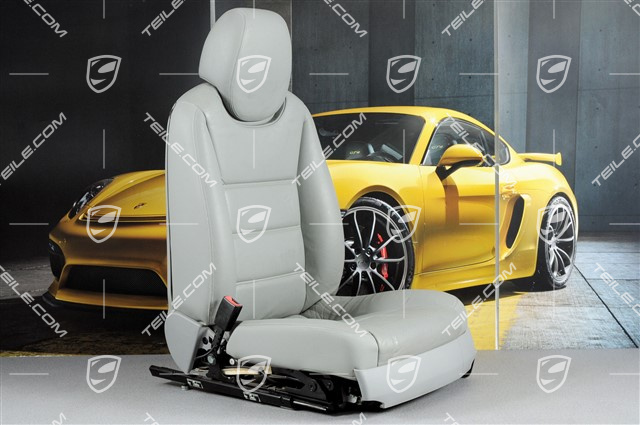 Fotel, elektryczna regulacja, podgrzewane, reg. lędźwia, marszczona skóra, szare, uszkodzony, L