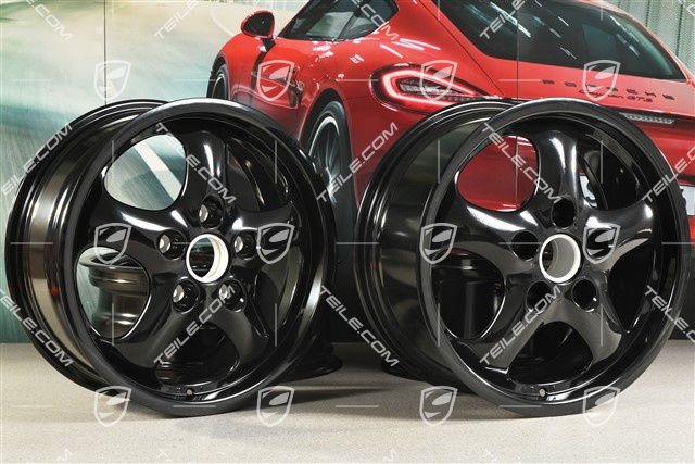 17-inch CUP II wheel set, 7J x 17 ET55 + 8J x 17 ET30, black high gloss