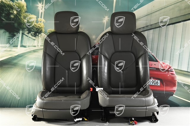Seats, right el. adjustment, left manual, leather, agate grey, set (L+R)