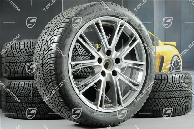 20" Koła zimowe, komplet "Exclusive Design", felgi 9,5 J x 20 ET71 + 10,5 J x 20 ET71 + NOWE opony zimowe Michelin Pilot Alpin 4 275/40 R20 + 315/35 R20, srebrna platyna