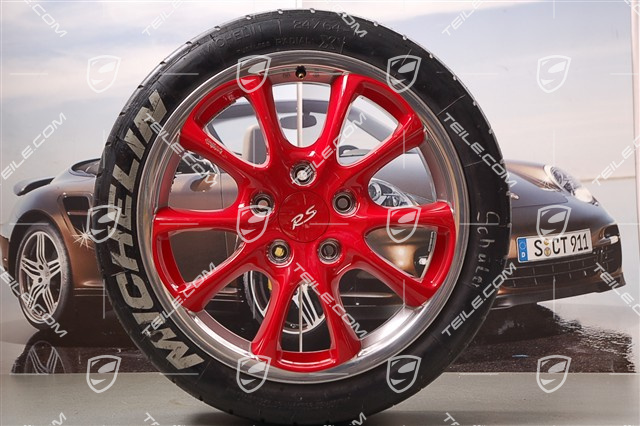 18" komplet felg GT3 RS, lakierowane na czerwono, Felgen 11J x 18 ET63 + 8,5J x 18 ET40