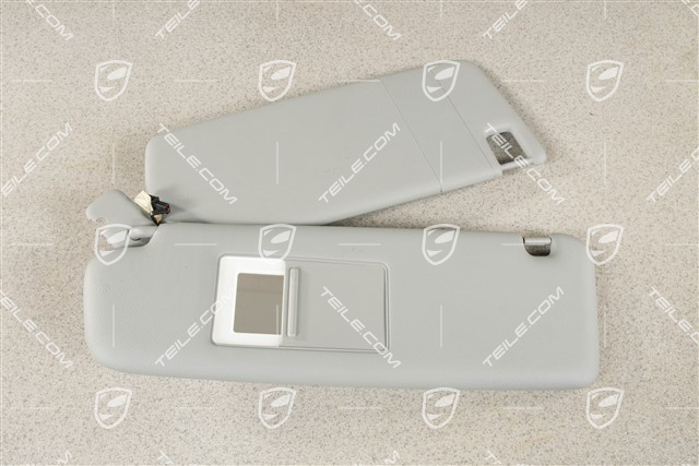 Blenda przeciwsłoneczna, z lusterkiem, Steel grey, Skóropodobna, L