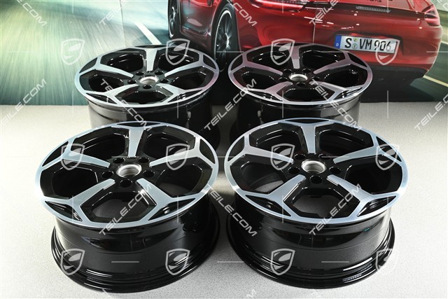 20-inch Taycan Offroad Design wheel rim set, 9J x 20 ET54 + 11J x 20 ET60, black high gloss + glossy Surface