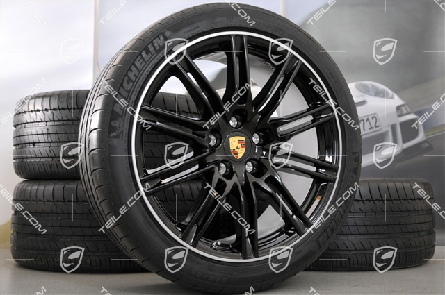 21" Sport Edition Sommerräder Satz, schwarz, Hochglanz, 4x Felgen 10J x 21 ET 50 + 4x Reifen 295/35 R 21 107Y XL, mit RDK