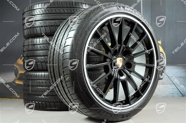 20-inch Panamera Sport summer wheel set, rims 9,5J x 20 ET65 + 11,5J x 20 ET63 + NEW Michelin summer tyres 255/40 ZR20 + 295/35 ZR20, in black, with TPM