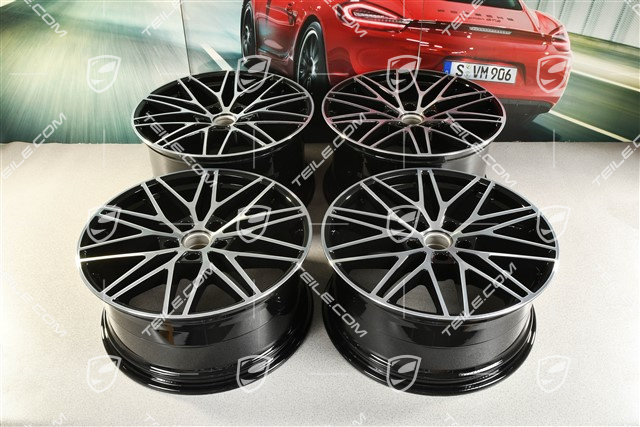 21-inch wheel rim set Cayenne RS Spyder Design, 11J x 21 ET49 + 9,5J x 21 ET46, black high gloss