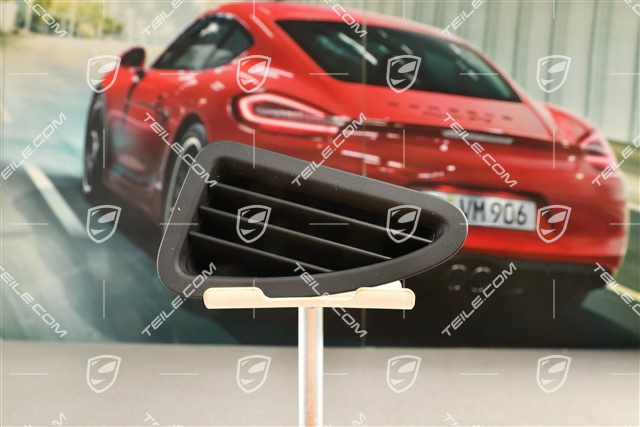 Dashboard side vent / grille / defroster trim, upper, Black, L