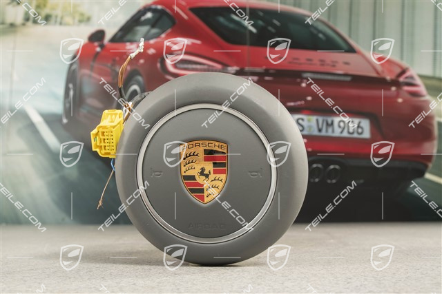 Airbag unit, steering wheel, Leather, Slate grey