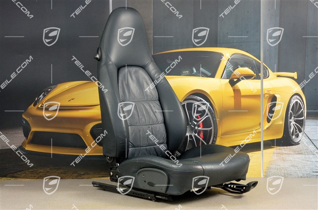 Fotel, regulowane manualnie, skóra, granatowy, fałdowane, R