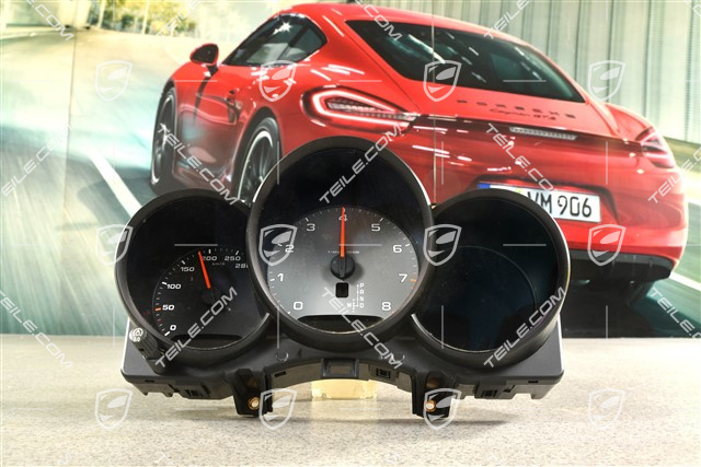 Instrument cluster / Speedometer 3,0L, PDK, black and silver dials, km/h