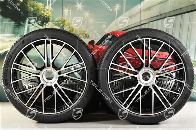 21-inch Panamera Turbo S Winter wheel set, central lock, wheel rims 9,5J x 21 ET71 + 10,5J x 21 ET71 + Michelin Pilot Alpin 5 winter tyres 275/35 R21 + 315/30 R21, black high gloss