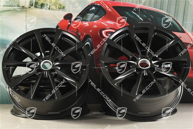 19" Boxster S Felgensatz, 8J x 19 ET57 + 10J x 19 ET45, schwarz seidenmatt
