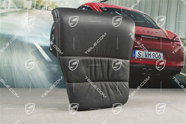 Back seat lower / cushion, Cabrio, Draped leather, Black, L