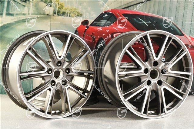 20" komplet felg Exclusive Design, 10,5J x 20 ET71 + 9,5J x 20 ET71, do użytku w zimie, platinum satynowy półmat,