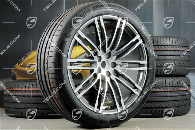 21" Turbo III koła letnie komplet, felgi 9J x 21 ET26 + 10J x 21 ET19 + NOWE opony letnie Continental 265/40 R 21 + 295/35 R 21, z czujnikami c