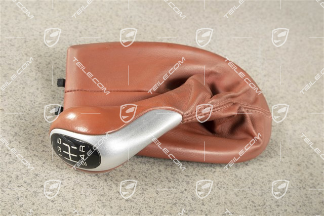 Gear shift knob, sport-silver, Boxster red, 5-speed