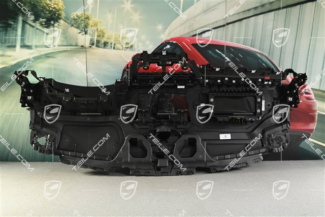 Switch panel trim / dashboard, without head-up display, leather in black, leather damaged