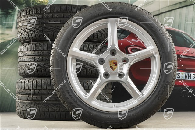 18" Boxster Winterräder Satz, Felgen 8J x 18 ET57 + 9,5J x 18 ET49, Pirelli Sottozero II Winterreifen, DOT/Bj. 2017, Reifenprofil 6mm, mit RDK-Sensoren