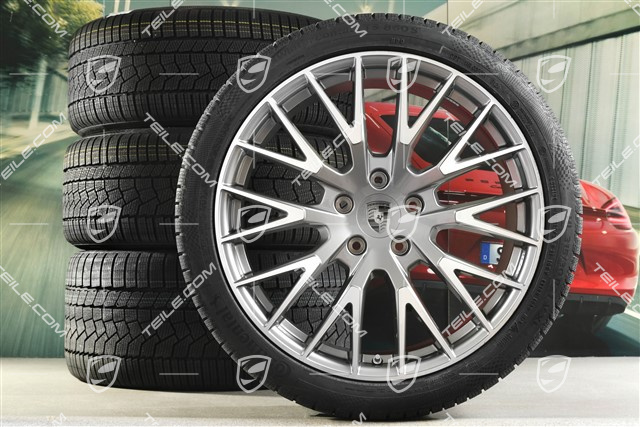 21-inch Panamera Exclusive Design Winter wheel set, wheel rims 9,5J x 21 ET71 + 10,5J x 21 ET71 + NEW Continental Winter Contact TS860 S winter tyres 275/35 R21 + 315/30 R21, Platin Silver