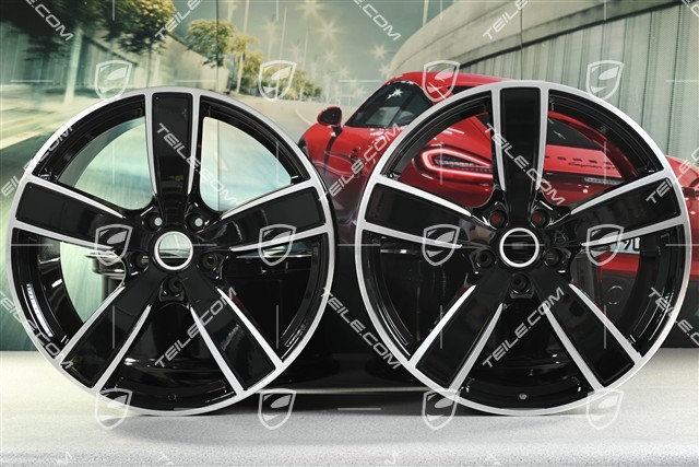 22" Cayenne Coupé Sport Classic Felgensatz, Felgen 10J x 22 ET48 + 11,5J x 22 ET52, schwarz hochglanz