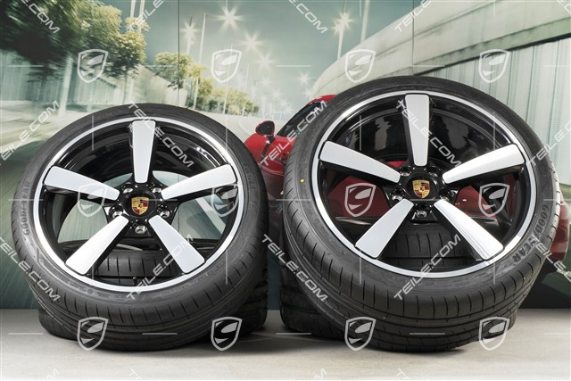 20"+21" Exclusive Design Sommerräder Satz, Felgen 8,5J x 20 ET50 + 11,5J x 21 ET67 + Goodyear Sommerreifen 245/35 R20 + 305/30 R21, mit RDK-Sensoren, schwarz hochglanz