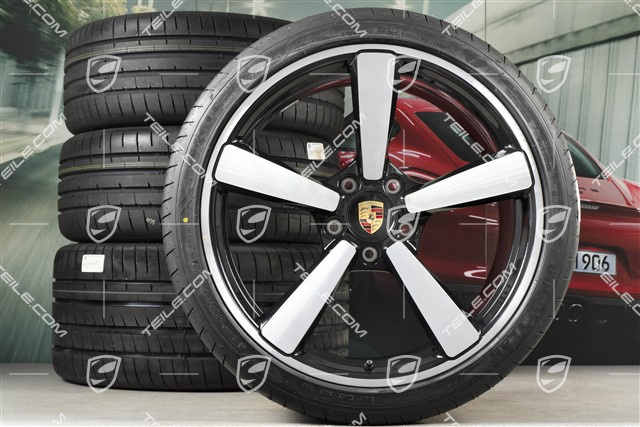20"+21" Sommerräder Satz Carrera Exclusive Design, Felgen 8,5J x 20 ET53 + 11,5J x 21 ET67 + NEUE Sommerreifen 245/35 R20 + 305/30 R21, in Schwarz Hochglanz, mit RDK-Sensoren