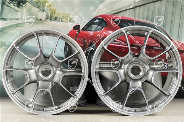 20-inch + 21-inch Turbo S Exclusive Design wheel rim set, 9,5J x 20 ET44 + 12J x 21 ET70, Platin Silver