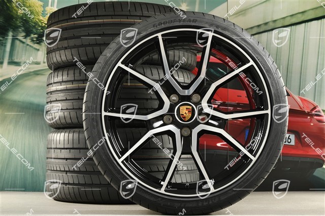 21" Koła letnie RS Spyder Design, felgi 9,5J x 21 ET60 + 11,5J x 21 ET66 + NOWE opony letnie Goodyear 265/35 R21 + 305/30 R21, czarny wysoki połysk