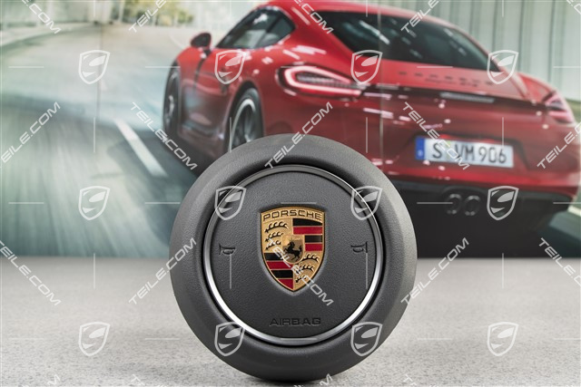 Poduszka bezpieczeństwa / Airbag, kierownicy, szara obwódka, czarna skóra