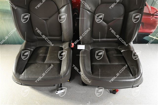 Seats, right el. adjustment, left manual, leather, agate grey, set (L+R)
