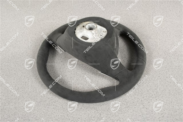 Kierownica sportowa, do ręcznej skrzyni biegów, czarna, Alcantara